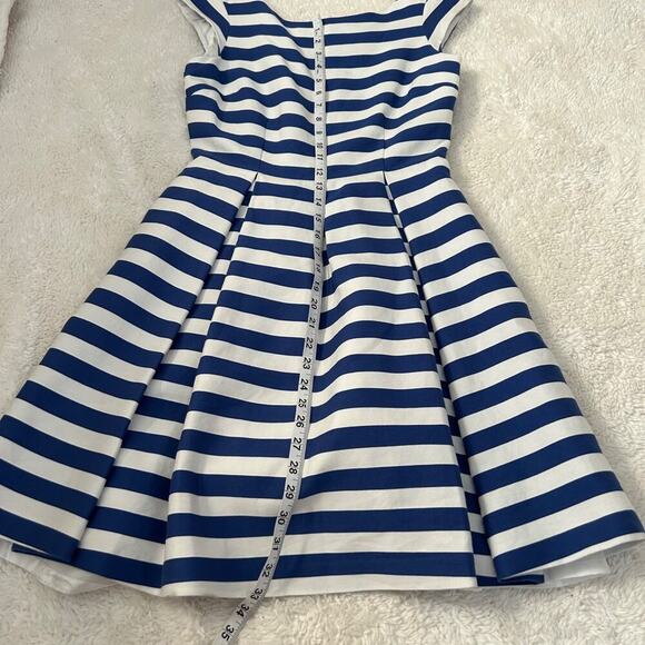Kate Spade‎ Dress Sz 6 Blue Hyacinth Stripe Cap Sleeve Mariella Costal Luxury - Picture 4 of 7